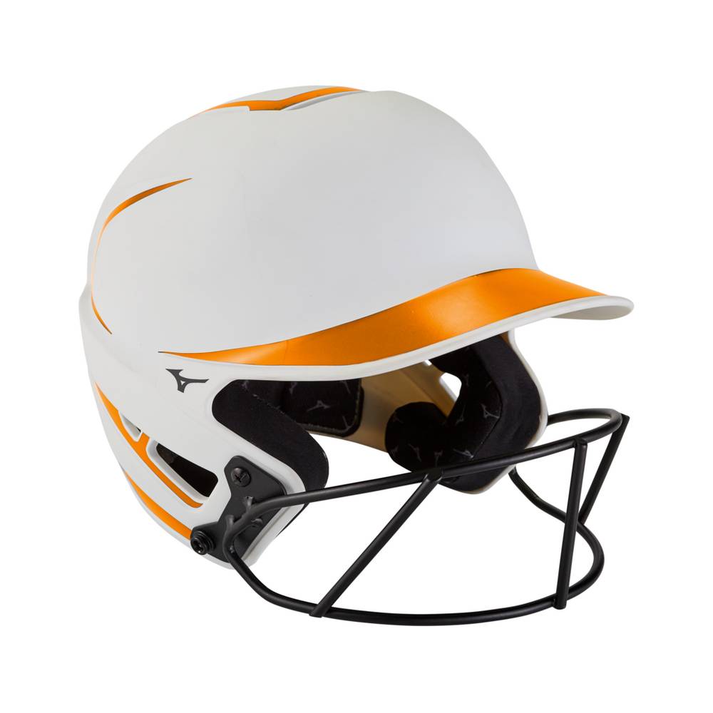 Womens Mizuno F6 Fastpitch Softball Batting Helmet White/Orange Philippines (TLCUGX796)